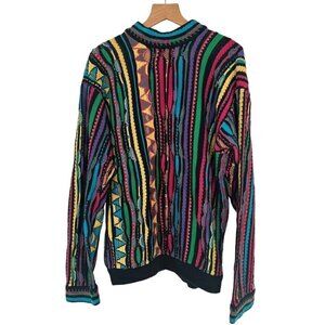 Vintage 90s Coogi Australia Multicolor Knitted Sweater Men's Sz L Biggie Cosby